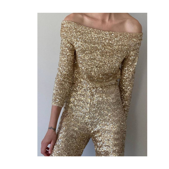 Zara Sequin Top Golden Limited Edition - Picture 2 of 6